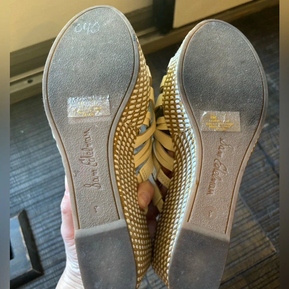 Sam Edelman Cream Woven Platform Sandals